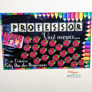 Painel Dia dos Professores – Caixa de Maçãs 3D + Lembrancinha
